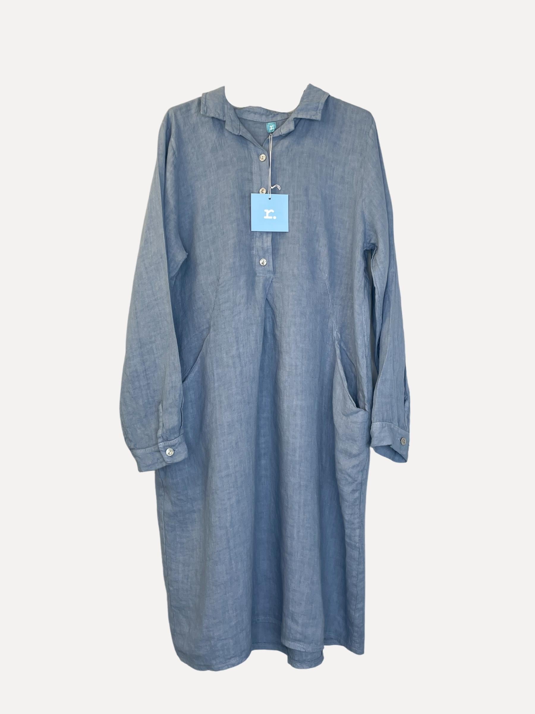 MARIA Linen Shirt-Dress, Denim