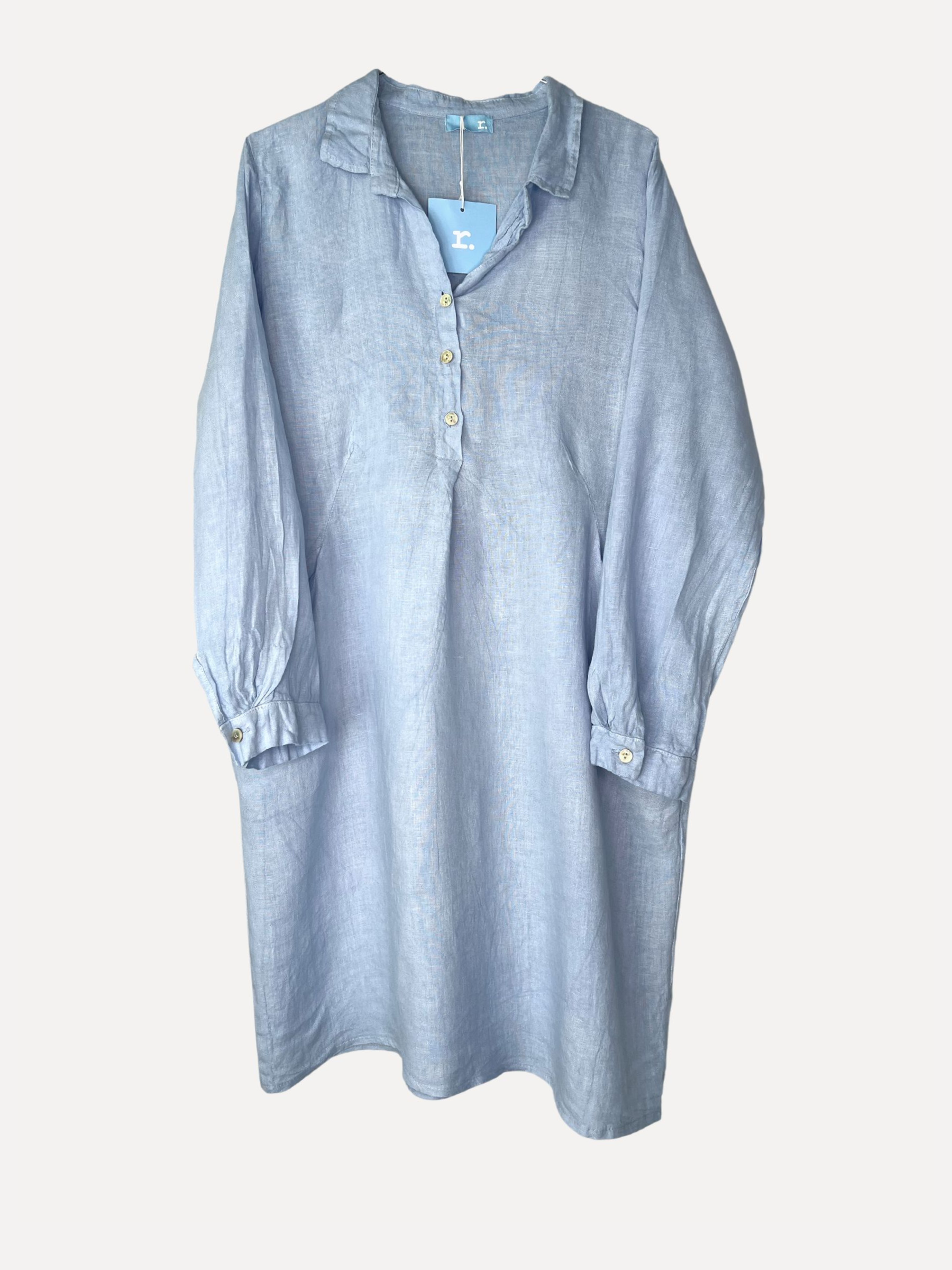 MARIA Linen Shirt-Dress, Sky Blue