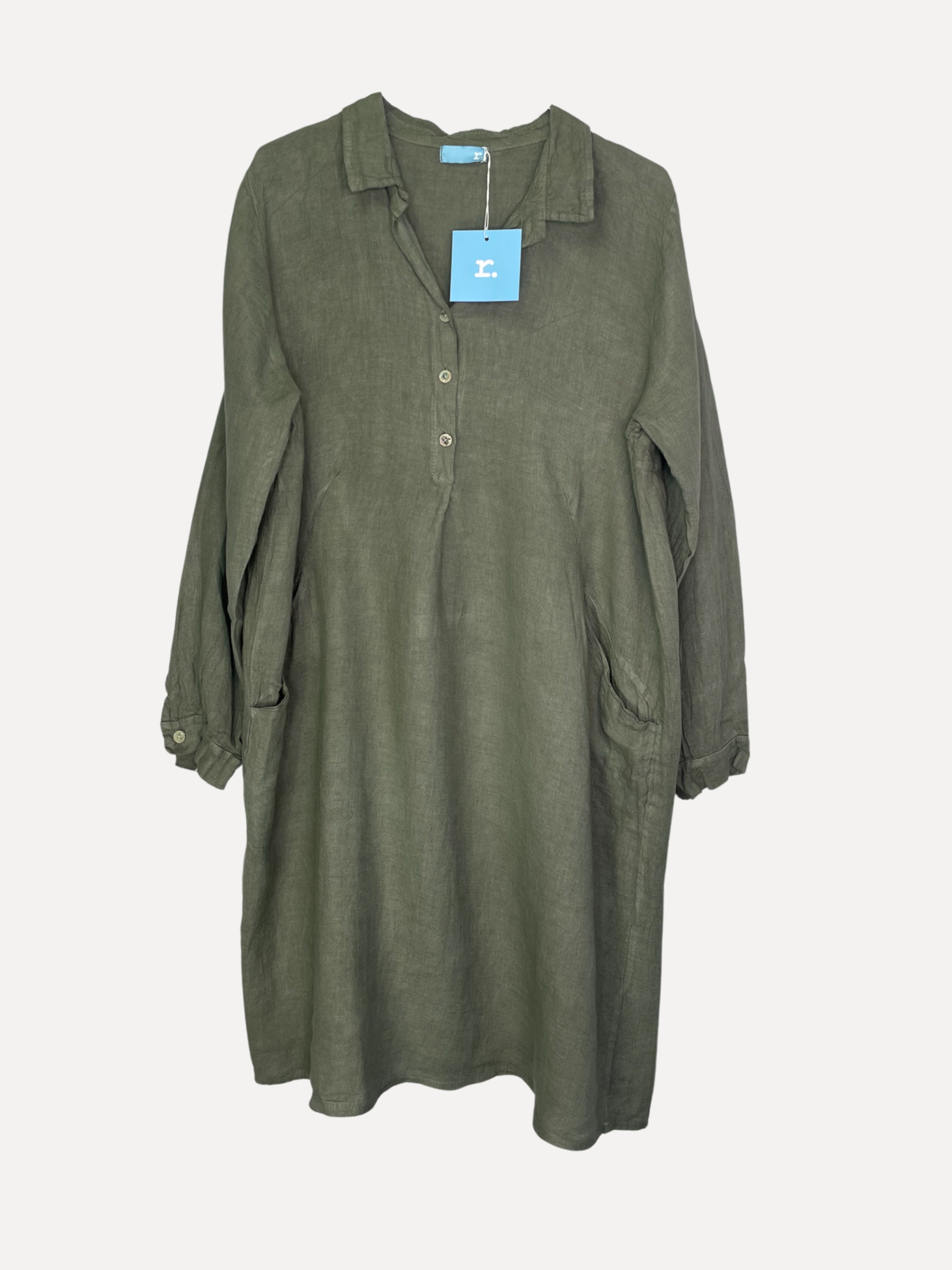 MARIA Linen Shirt-Dress, Army