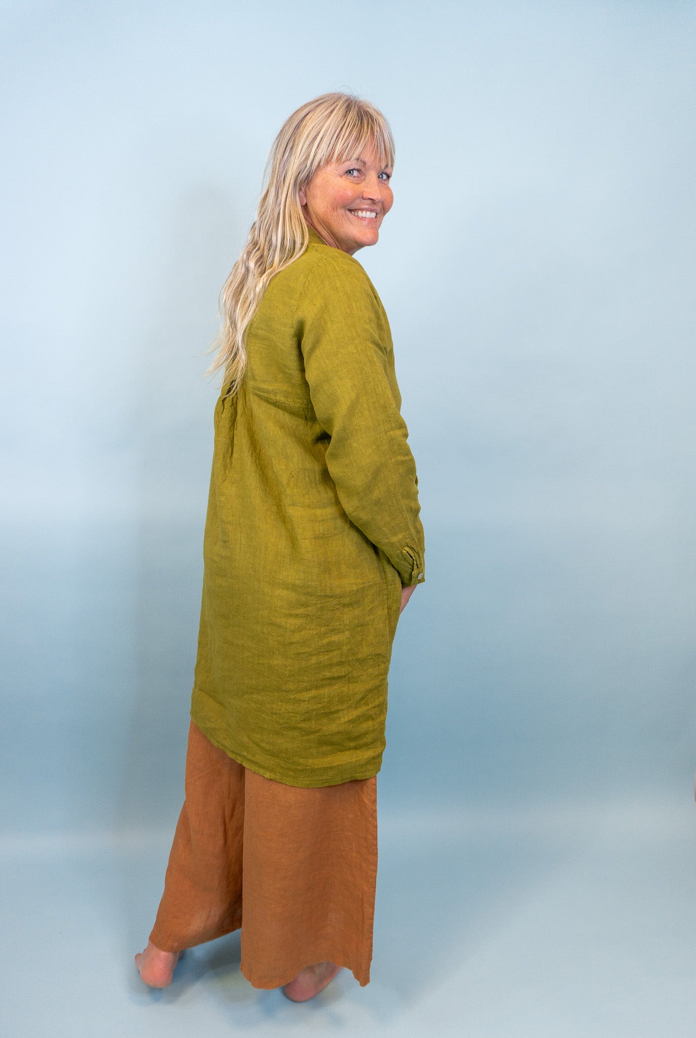 MARIA Linen Shirt-Dress SS24, Moss