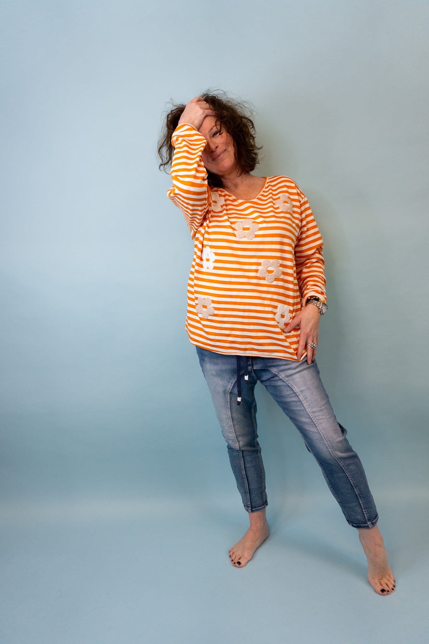 HELEN Stripe Sweater, Orange