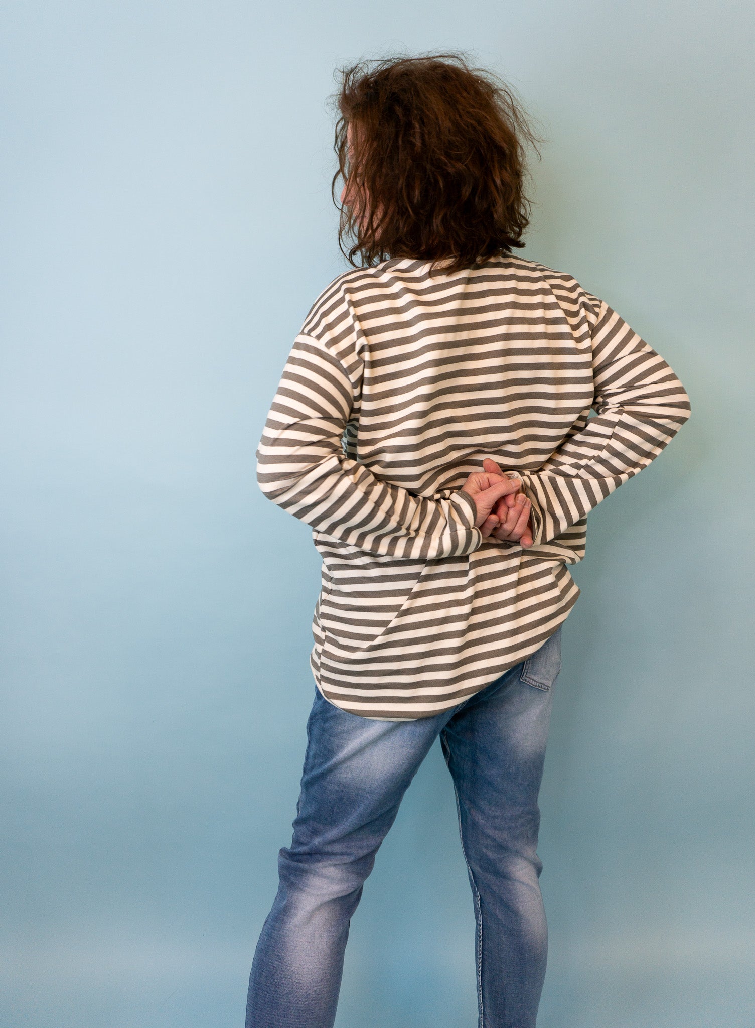 HELEN Stripe Sweater, Grey/Green