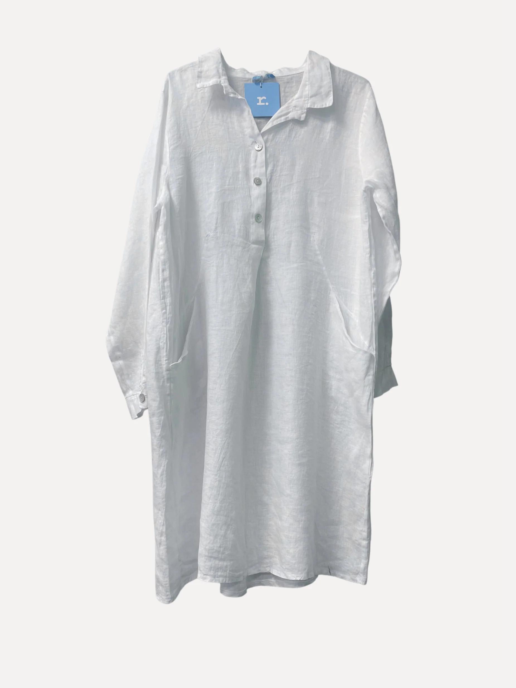 MARIA Linen Shirt-Dress, White