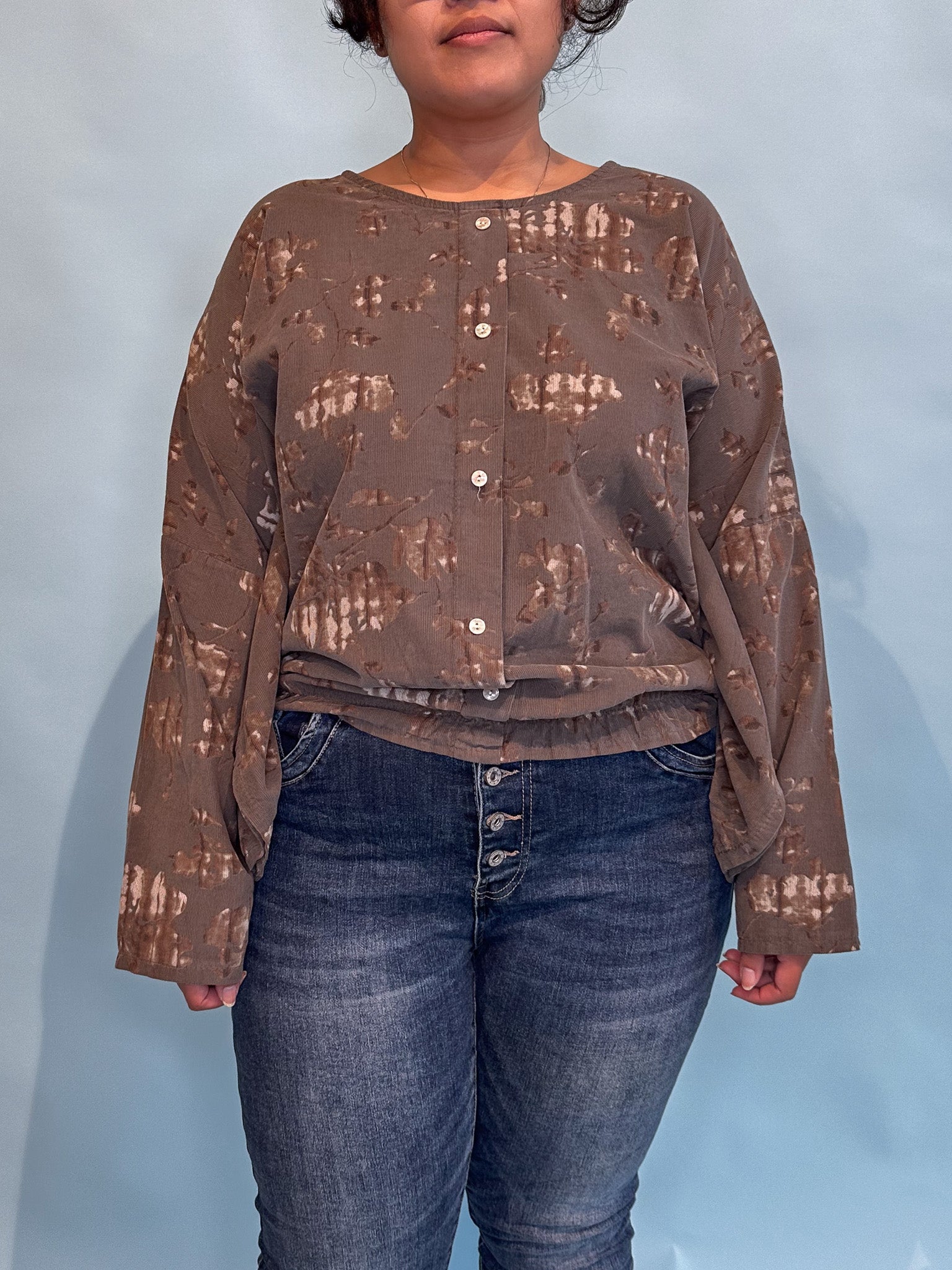Blusa de cordón de amor de otoño, taupe