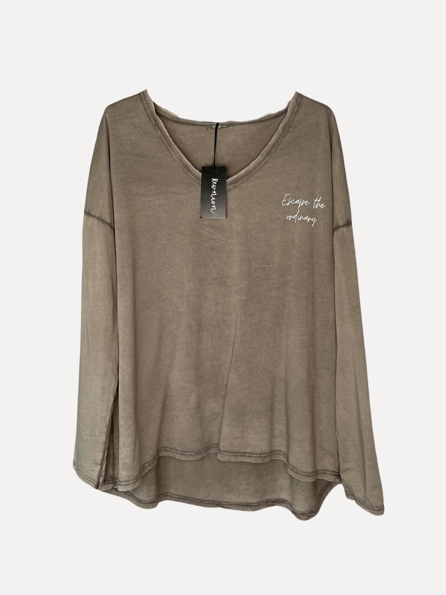 ESCAPE T-shirt Long, Washed Taupe
