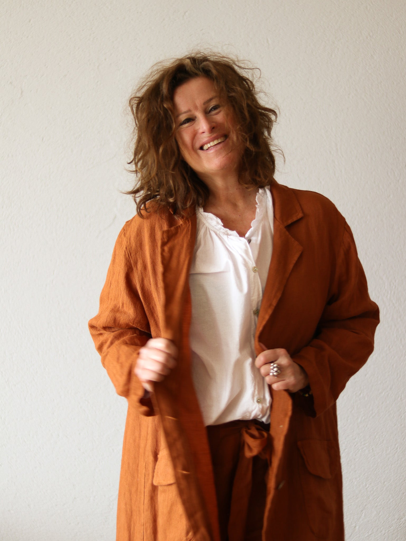 PETUNIA Spring Linen Coat, Sepia Brown