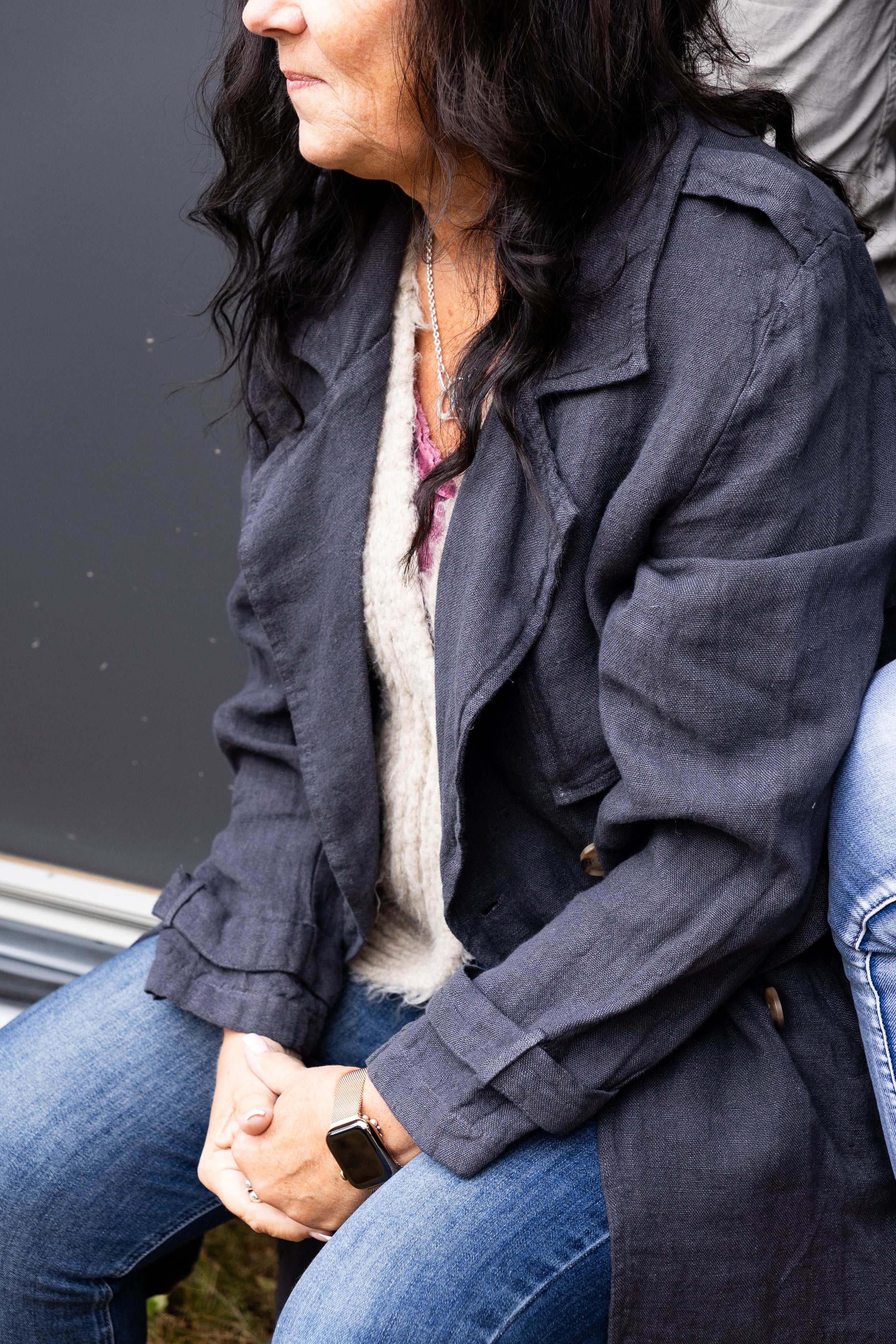 Paris Attitude Linen Coat, Smoke