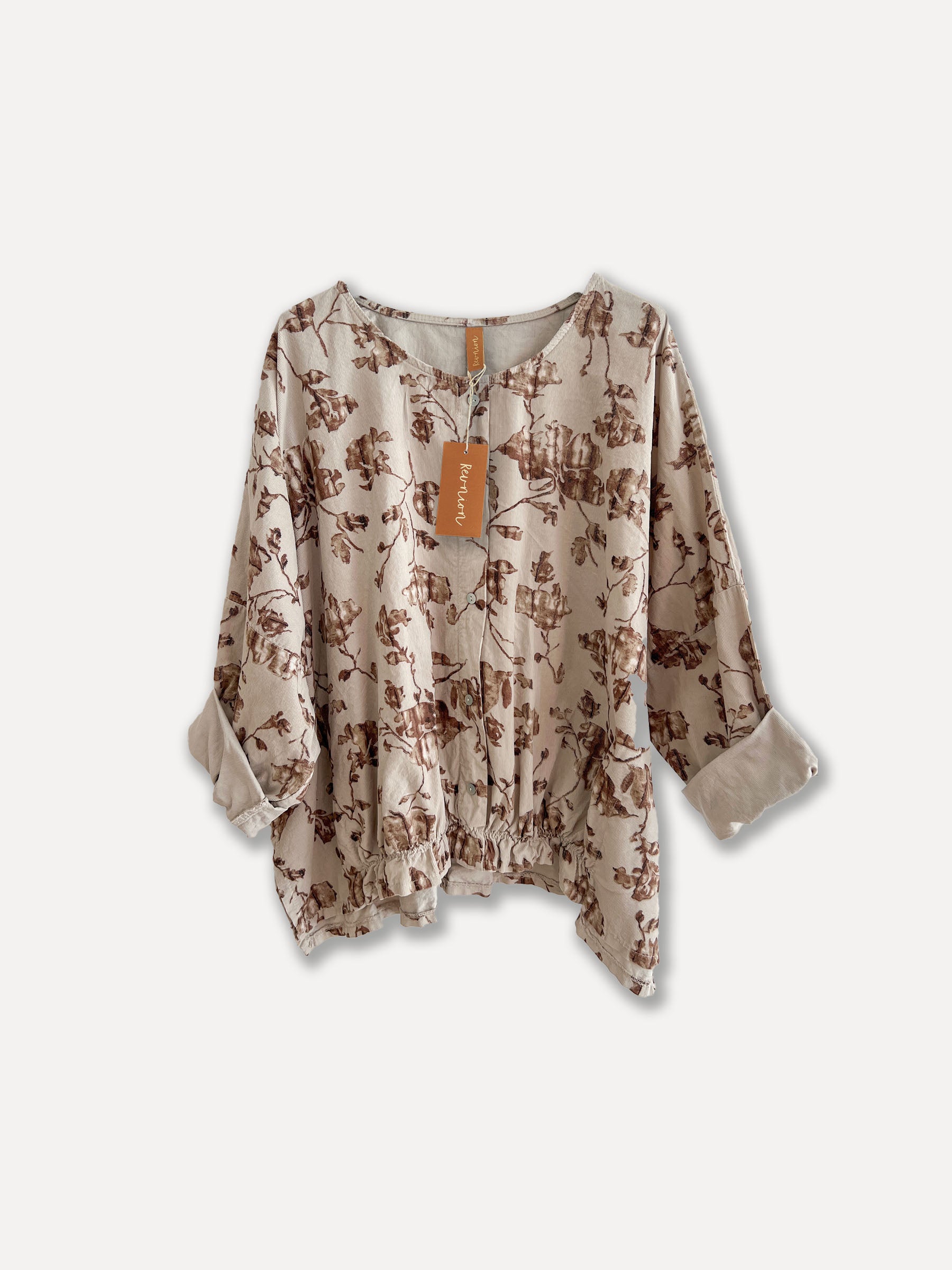Blusa de cordón de amor de otoño, beige