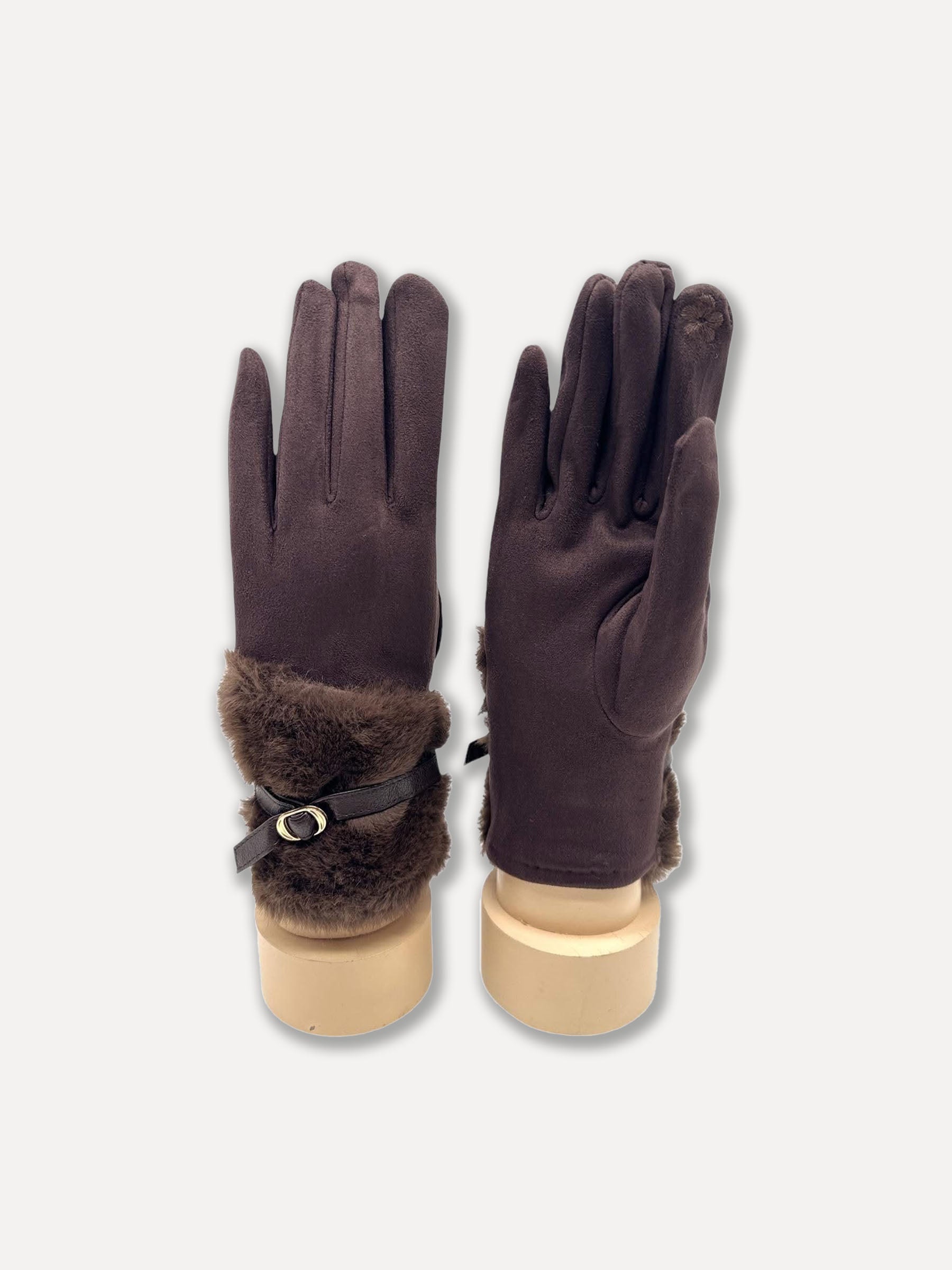 Furry Belt -hansikkaat, espresso