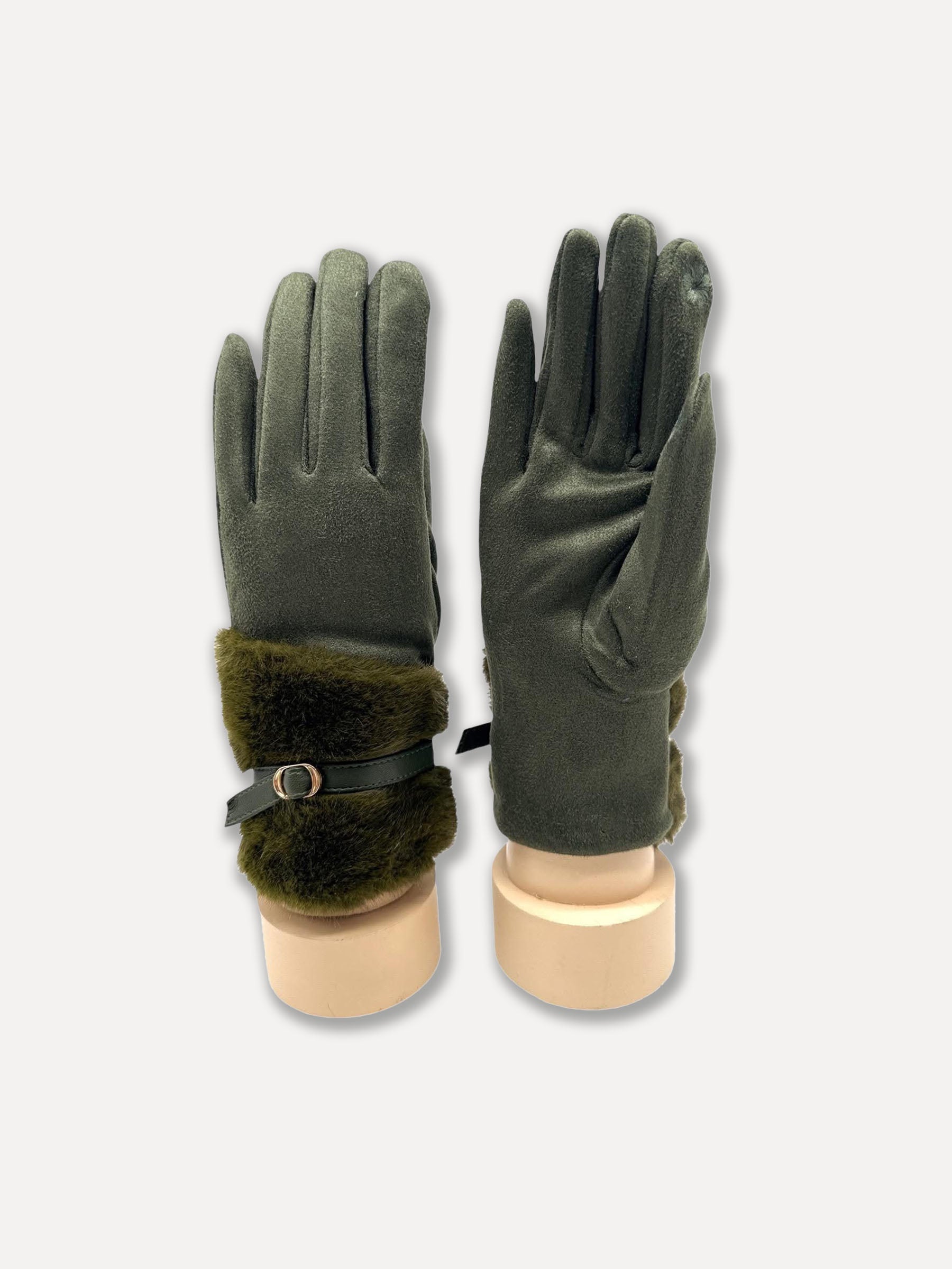 Furry Belt -käsineet, oliivi