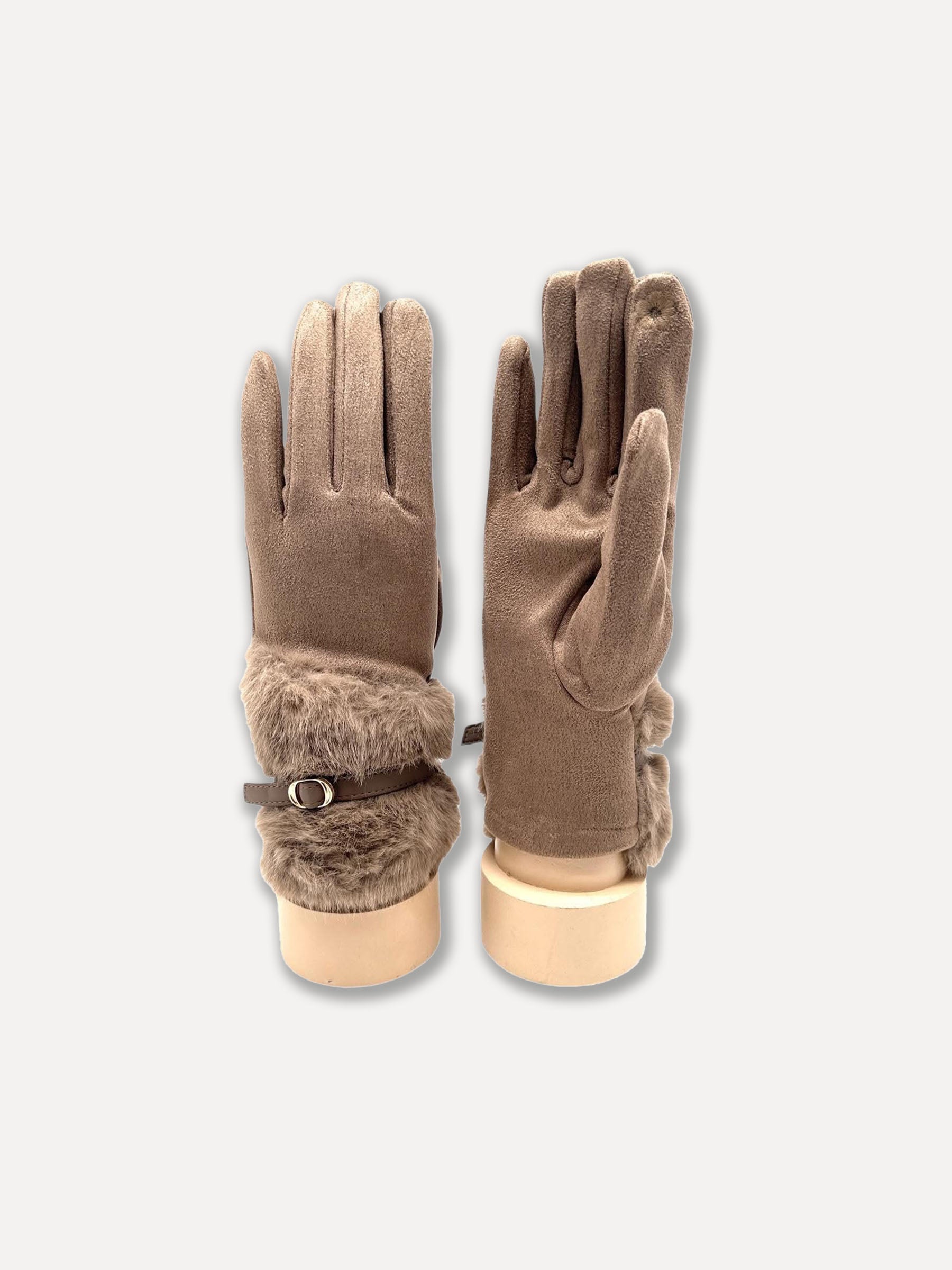 Guantes de cinturón peludo, Taupe