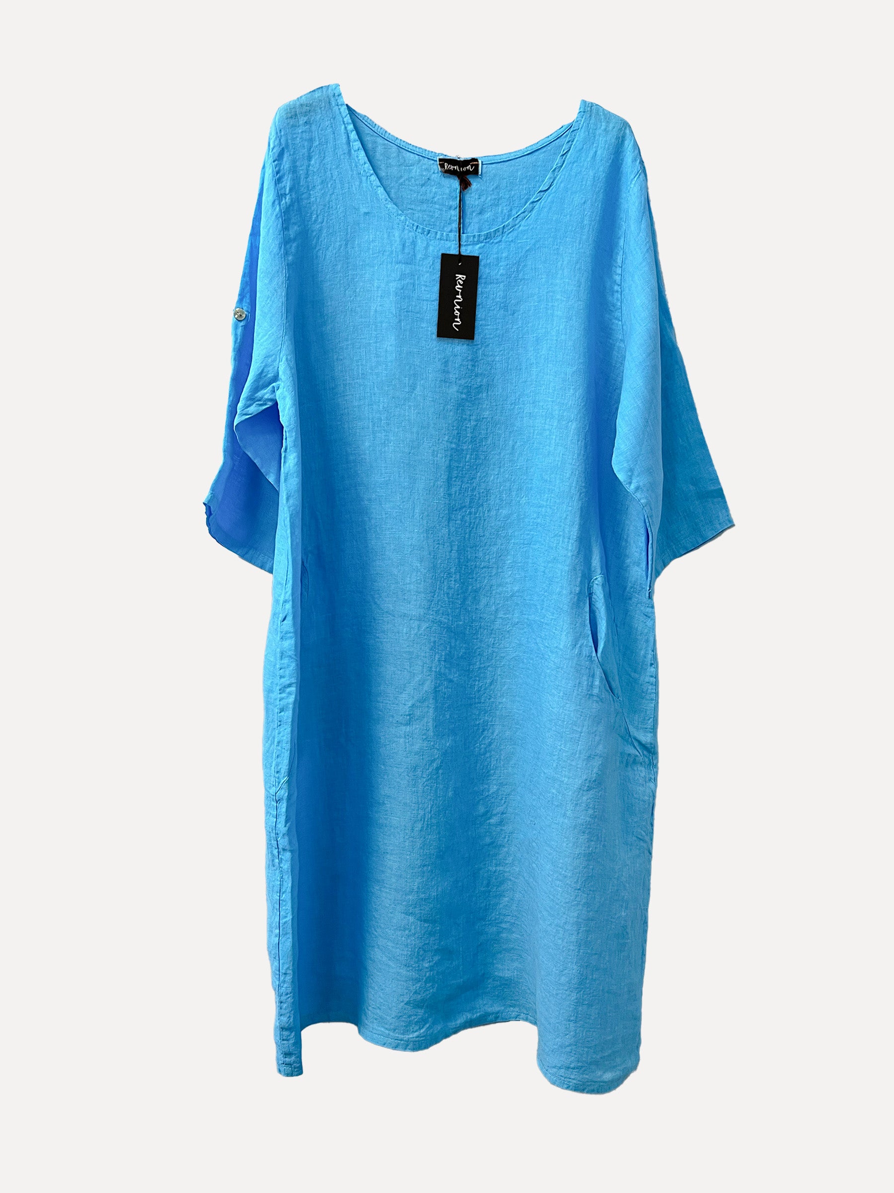 IDA Linen Dress, Turquoise