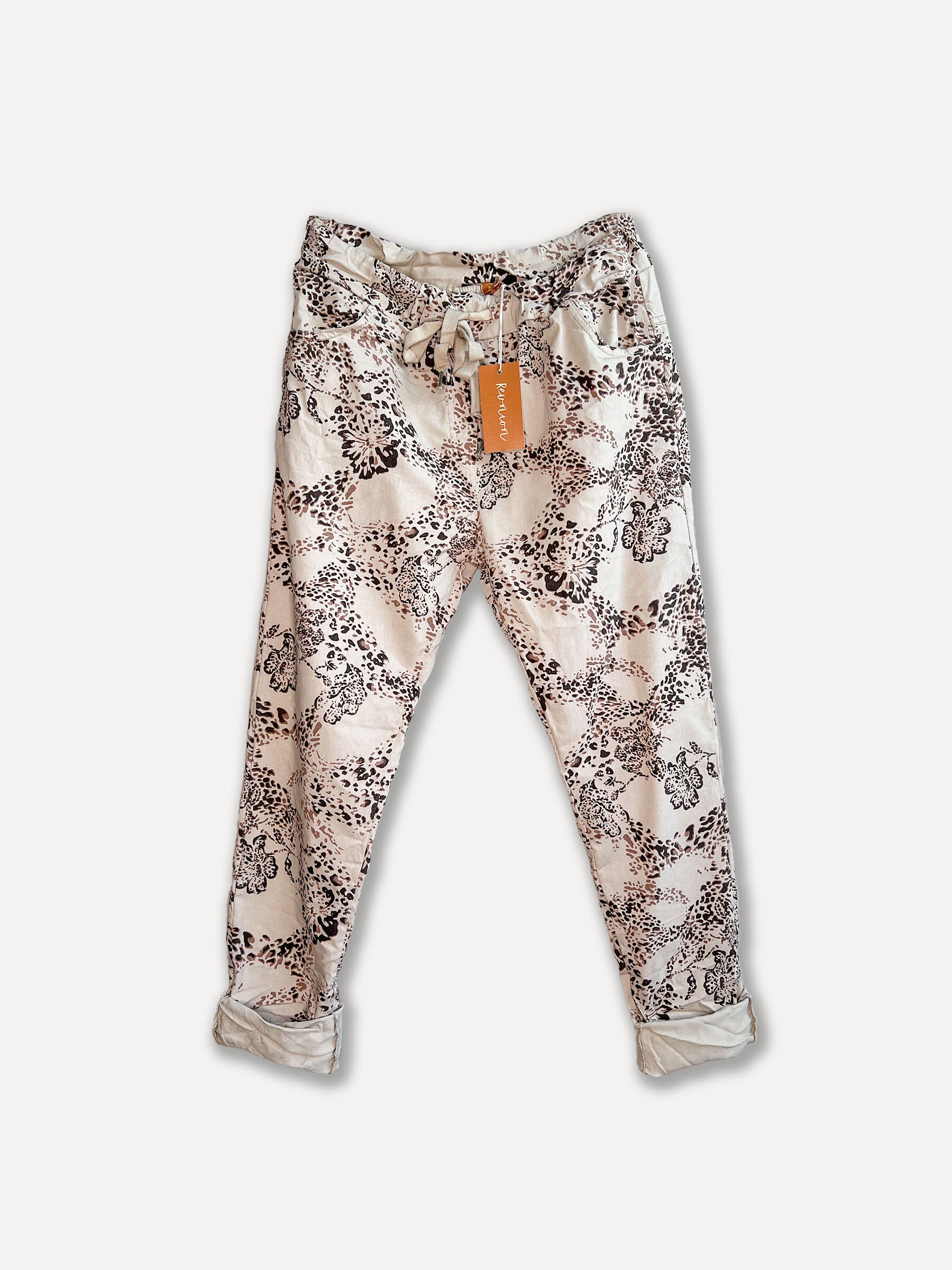 Pantalones de la jungla de caja, beige