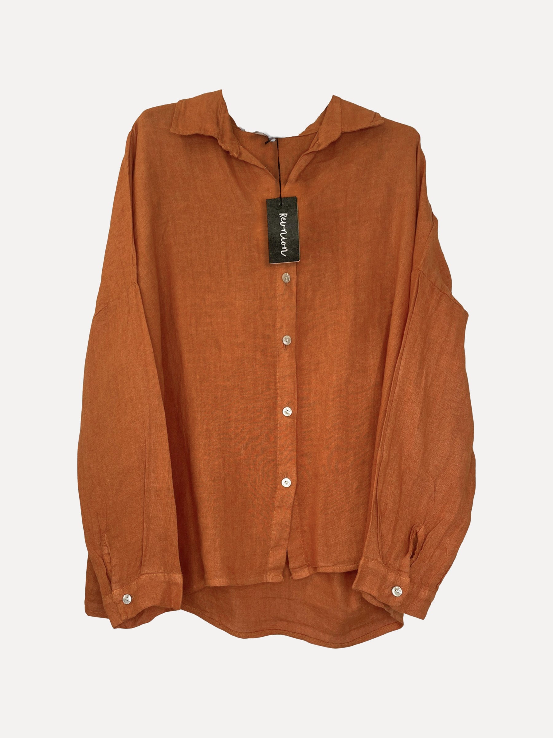 LAZY LONGSLEEVE Linen Shirt, Sepia Brown