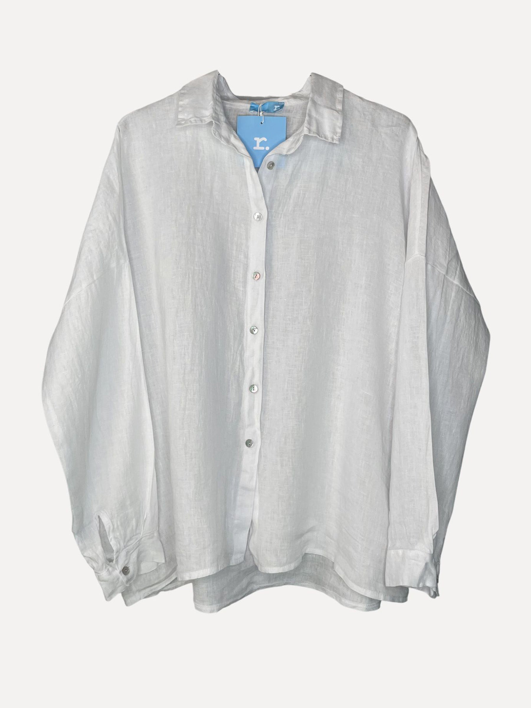 LAZY LONGSLEEVE Linen Shirt, White