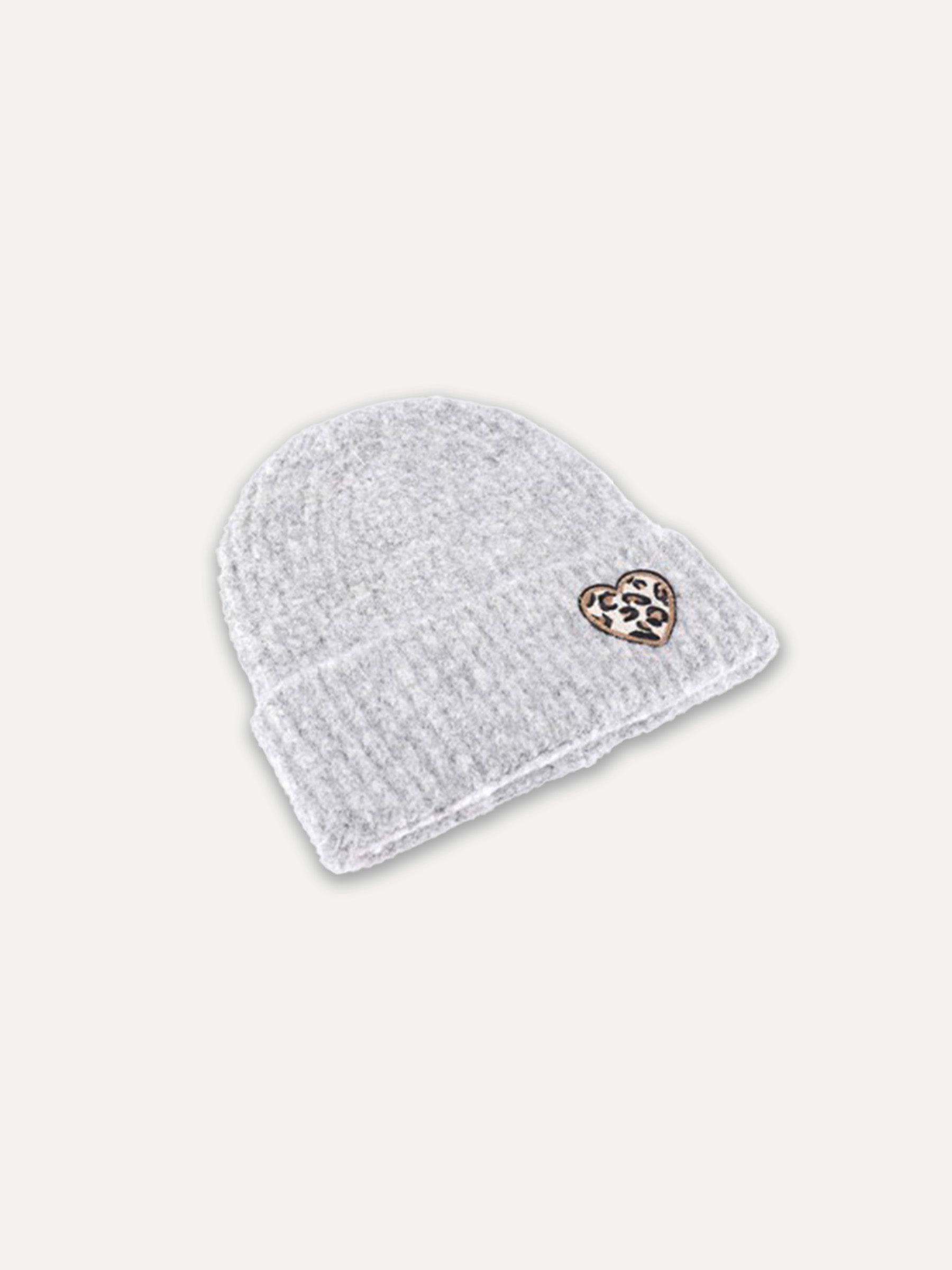 Beanie leo coeur - gris clair