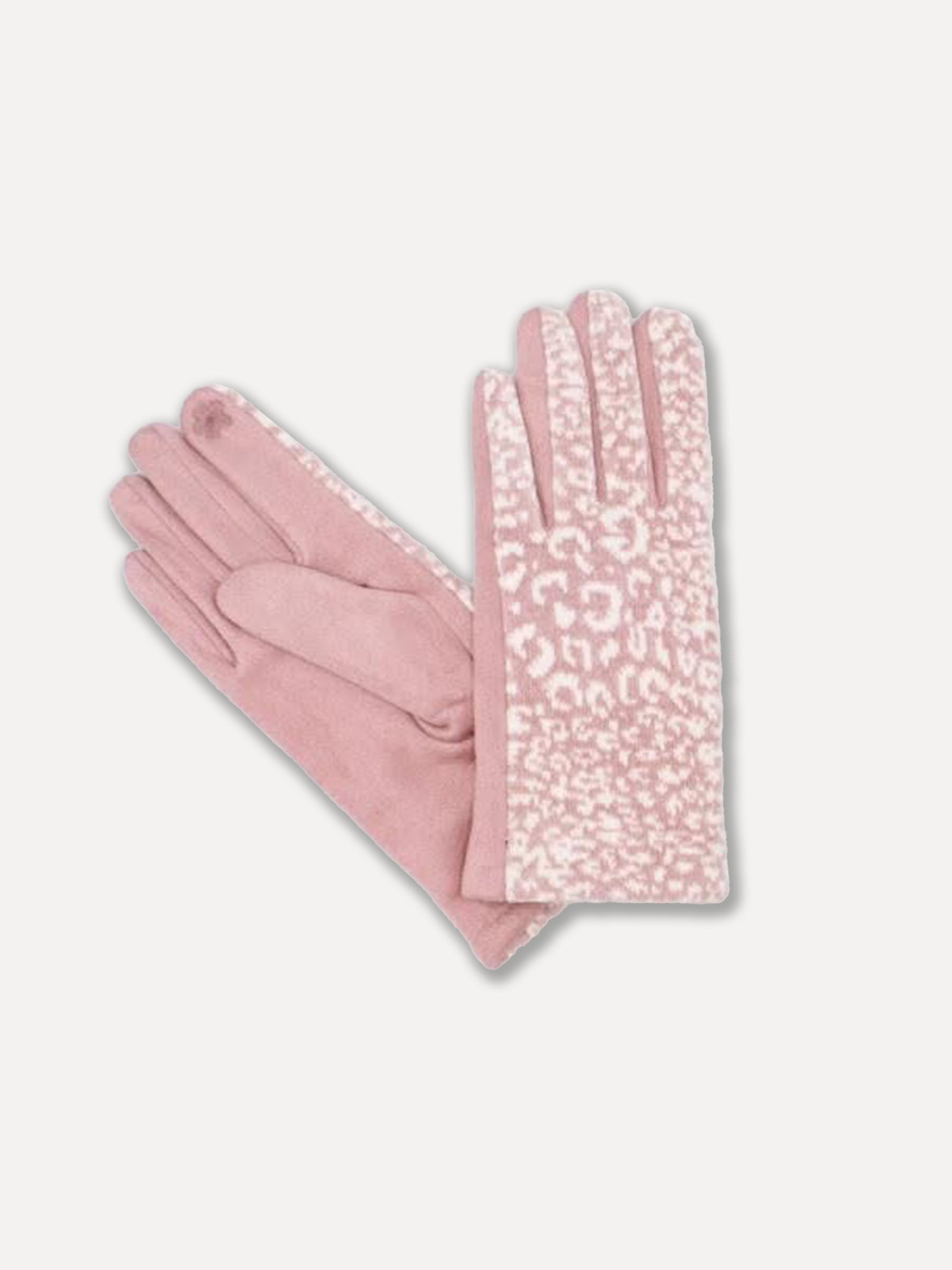 Guantes peludos de botón, rosa polvoriento