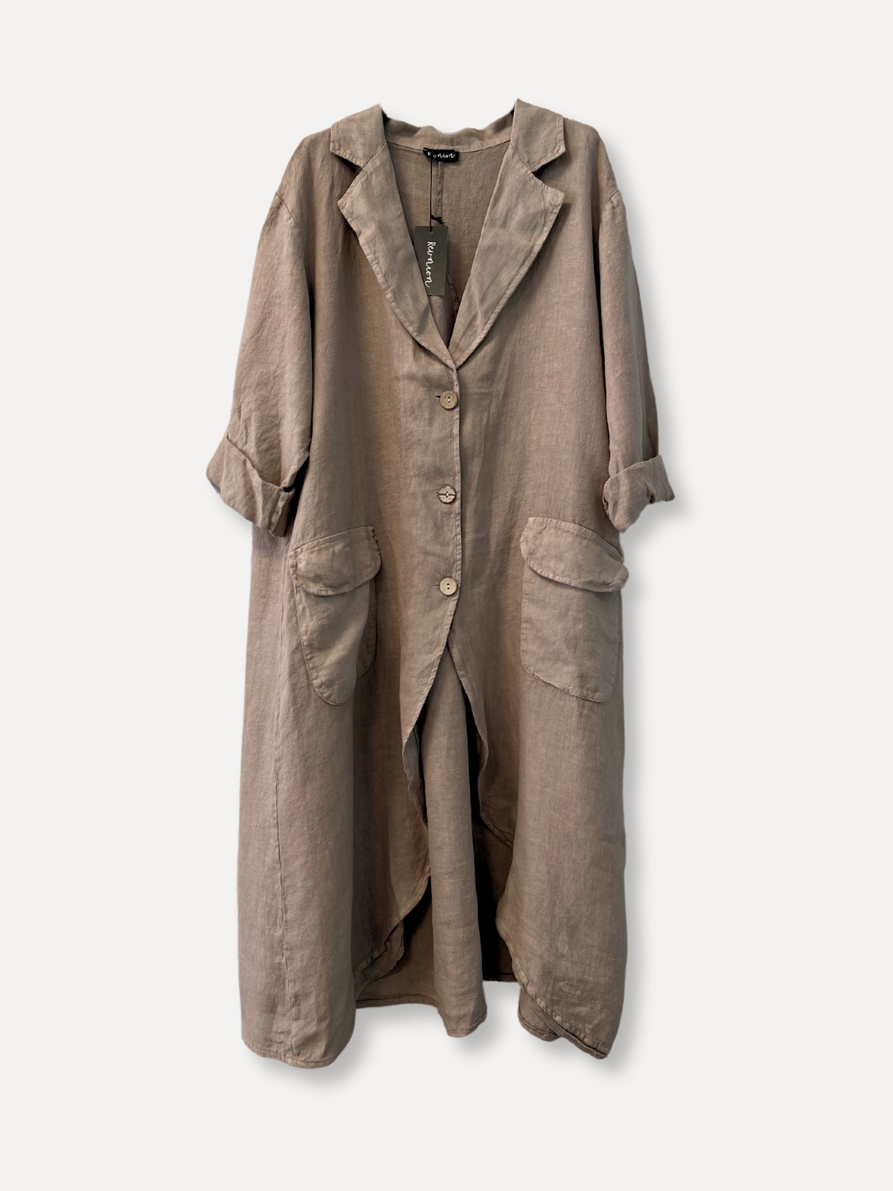 PETUNIA Spring Linen Coat, Taupe