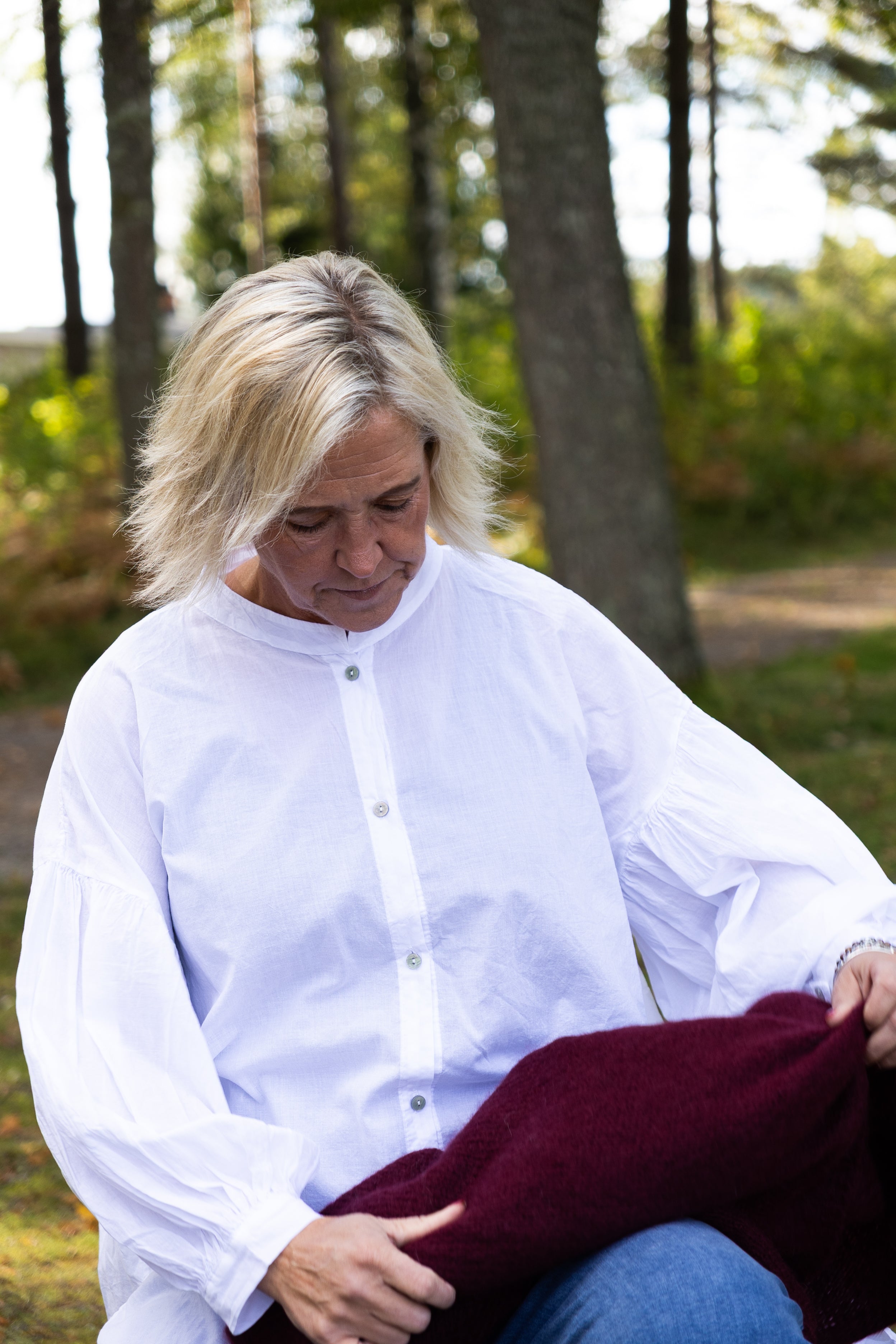 Blusa vintage alba, blanco