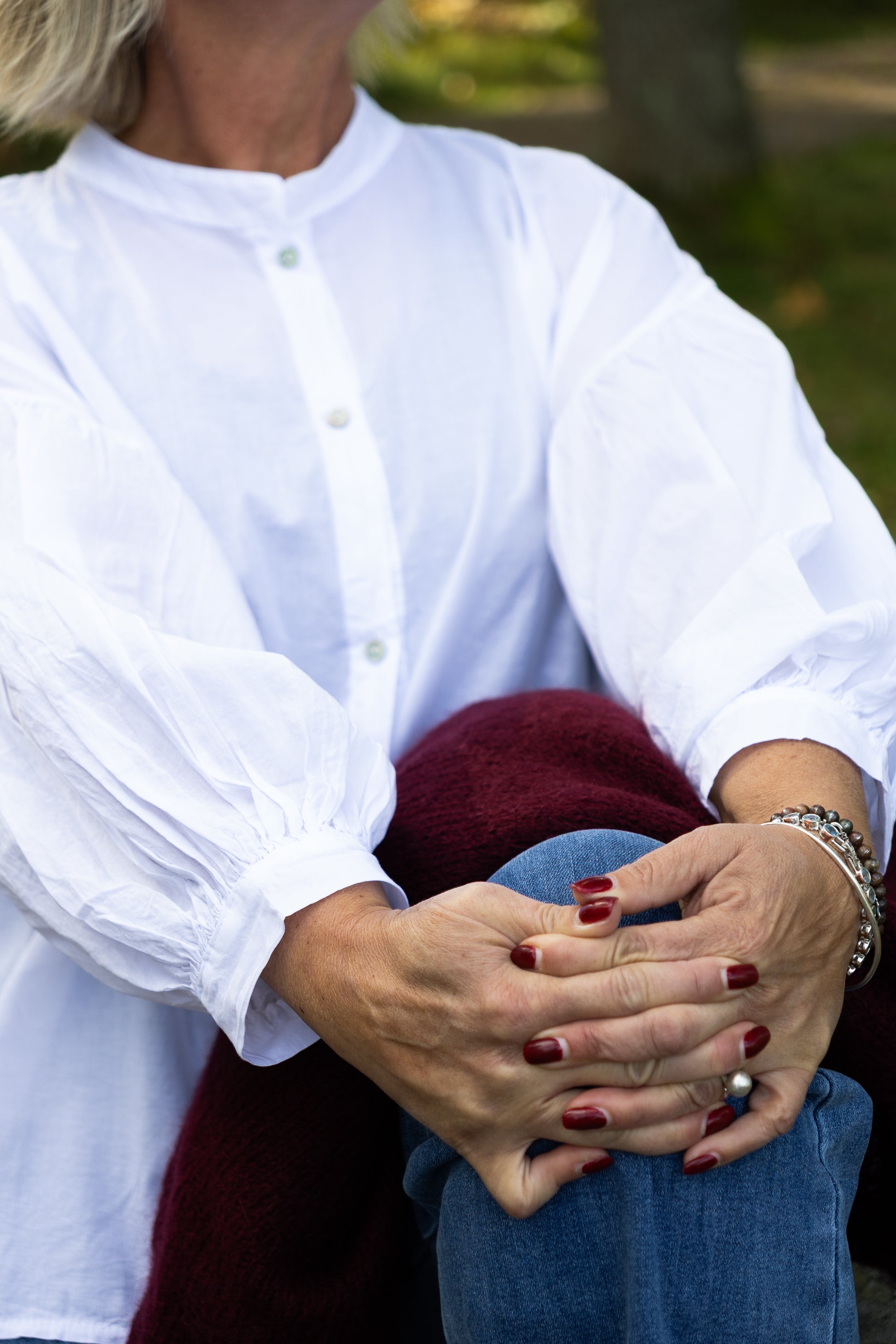 Blusa vintage alba, blanco