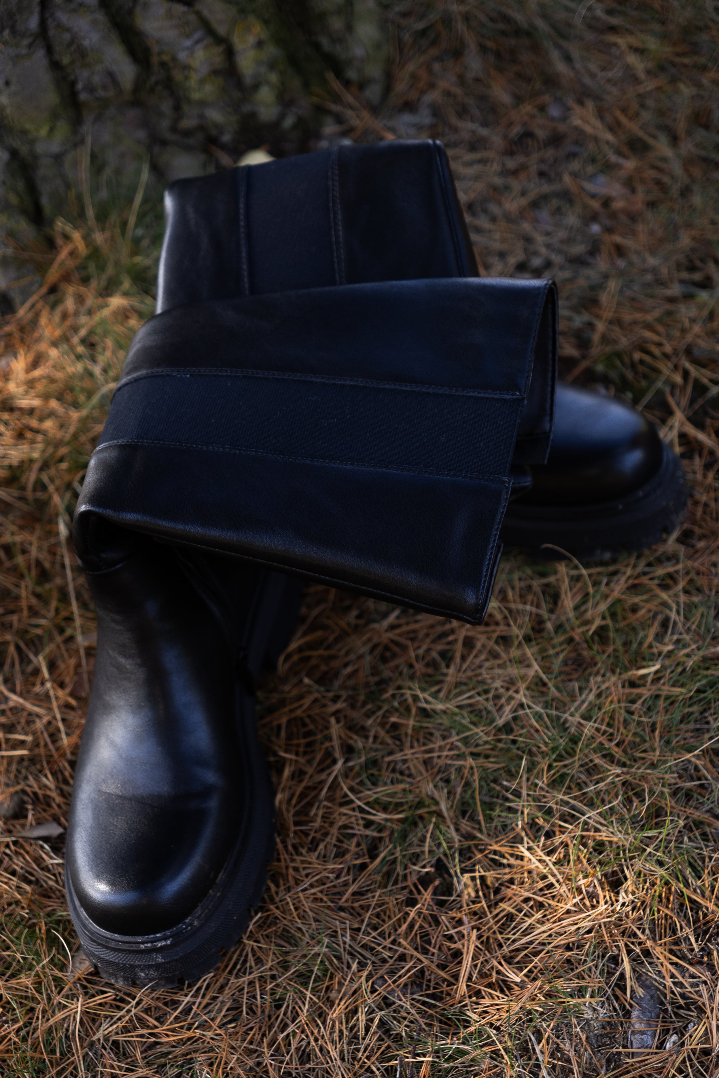 Botas gruesas de la rodilla, negro