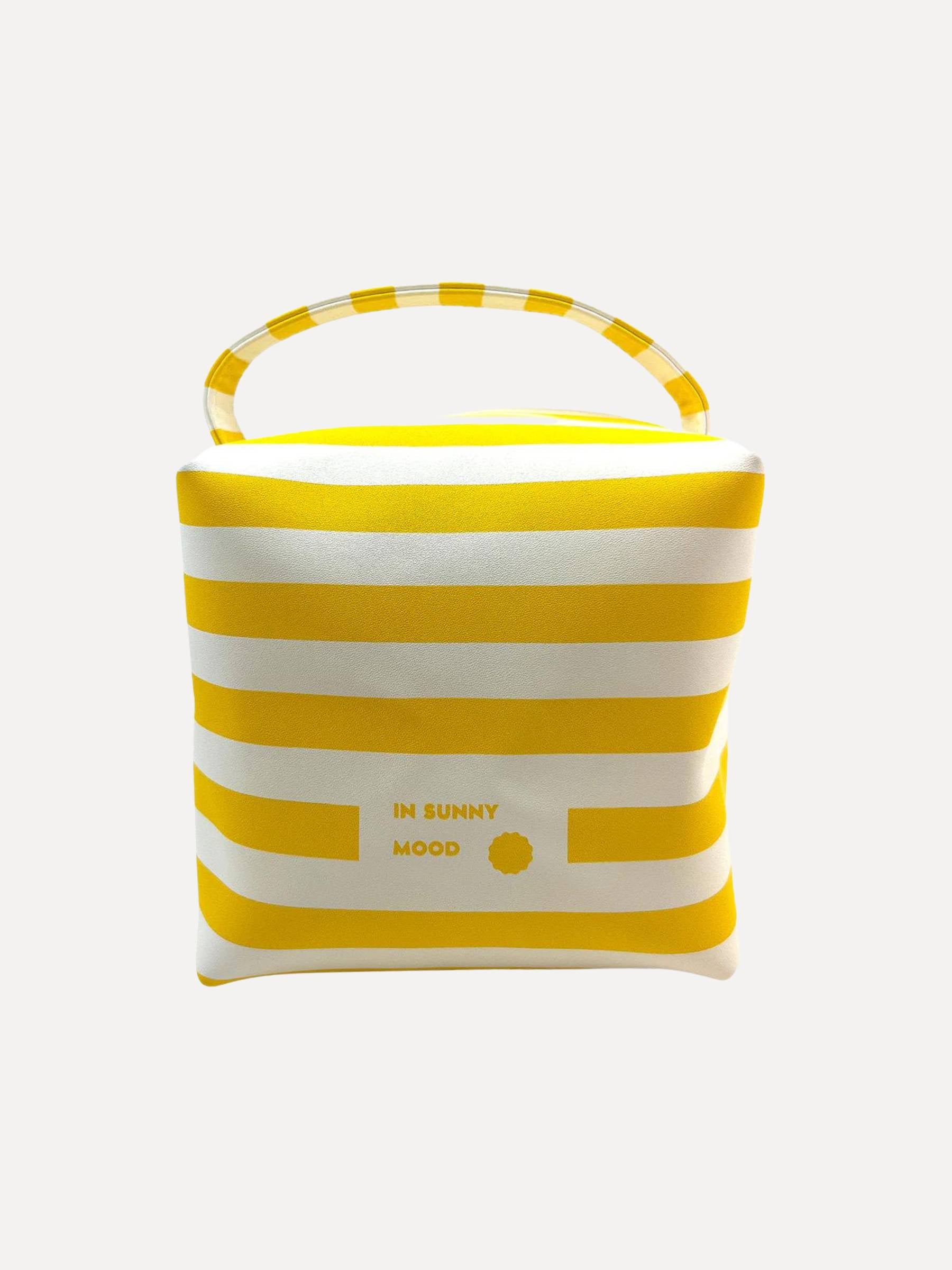 SUNNY Square Cosmetic Bag, Stripe Yellow